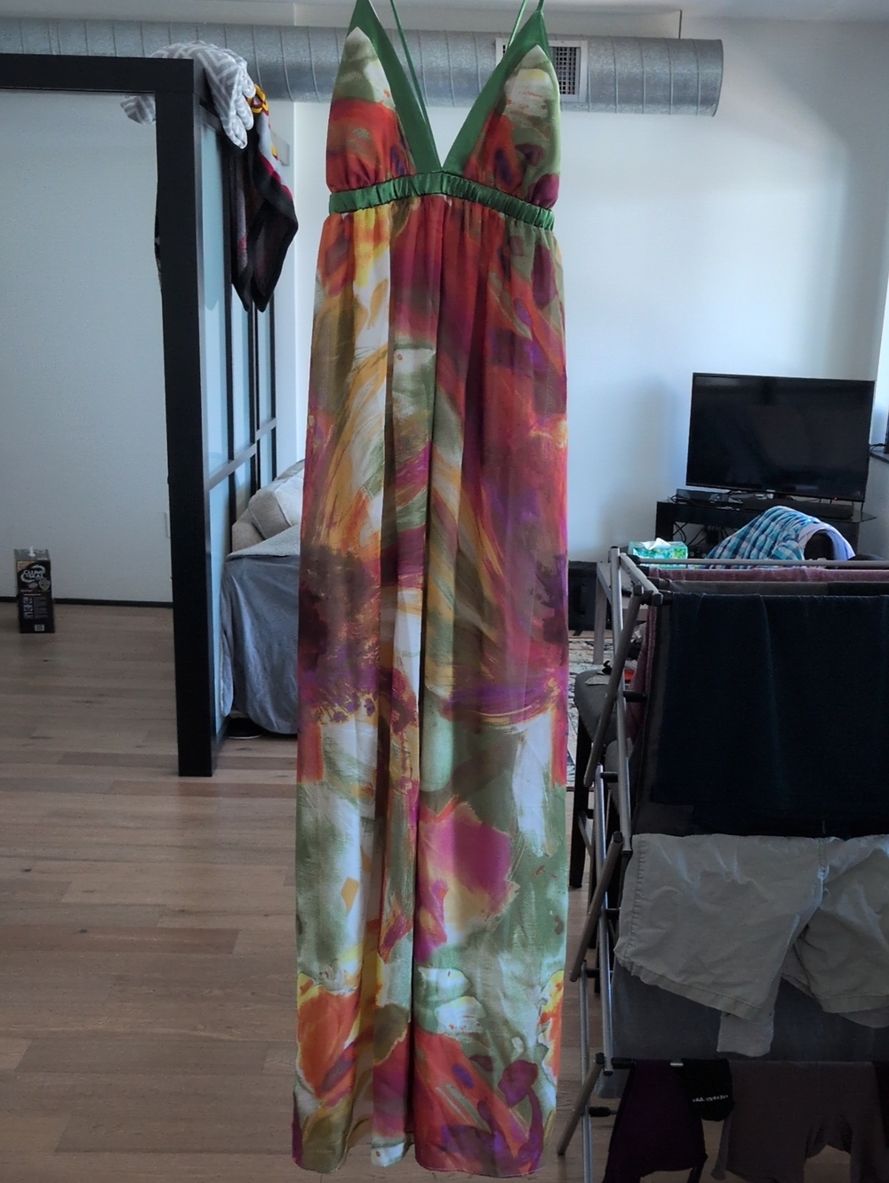 Colorful Abstract Print Maxi Dress